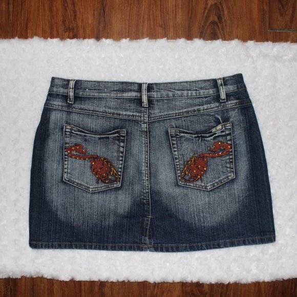 Elite Jeans Distressed Denim Skirt Juniors 11/12 - Picture 6 of 8